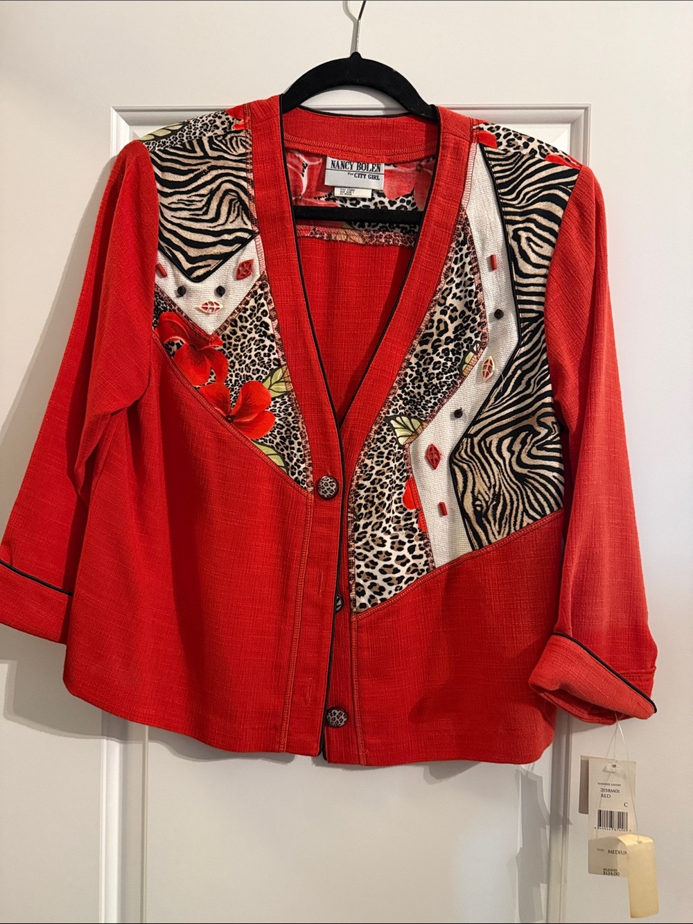 Vintage NWT Nancy Bolen Red summer safari Women's Jacket